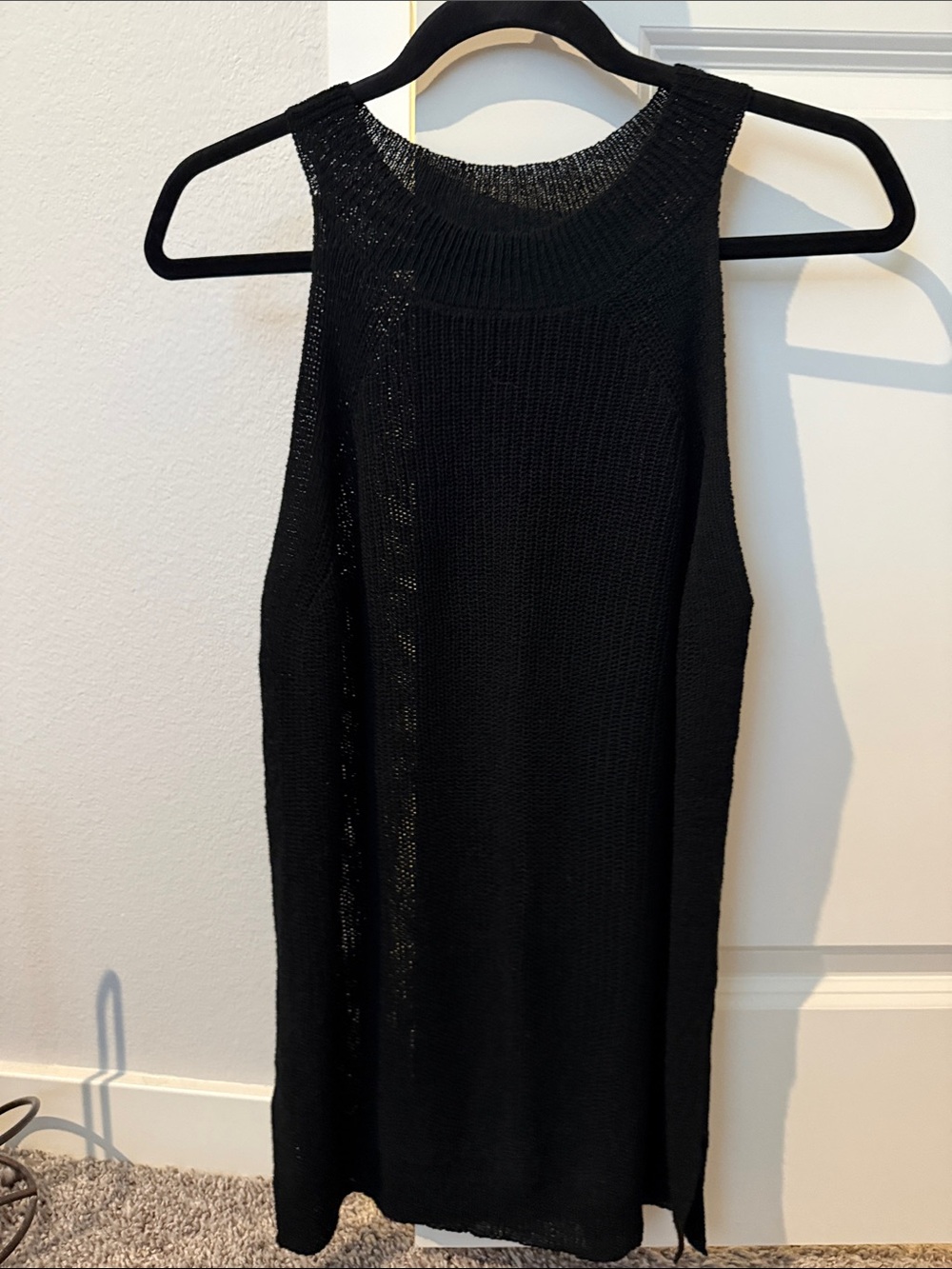 Black Sleeveless Knit Top - Women